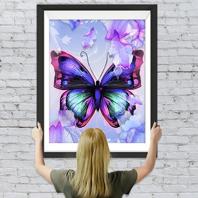 Farbiger Schmetterling und Blütenblätter Diamond Painting