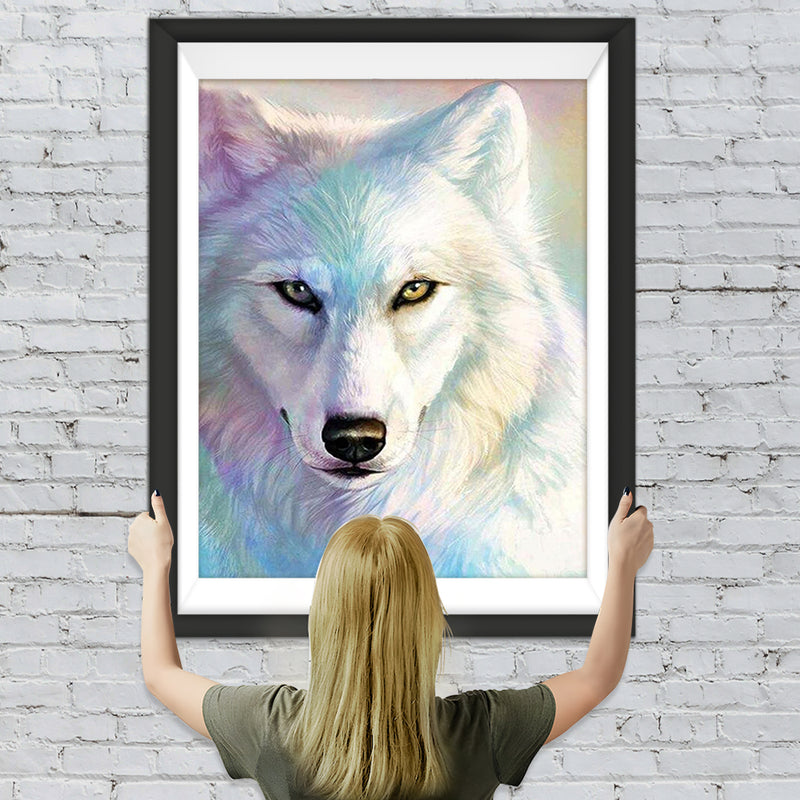 Farbiger Schneewolf Diamond Painting