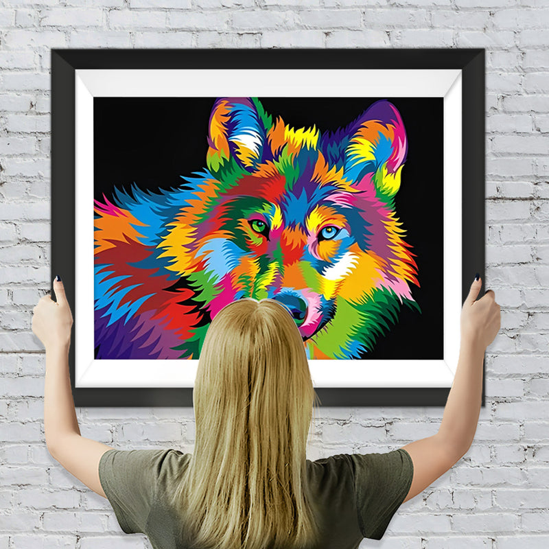 Farbiger Wolf Diamond Painting