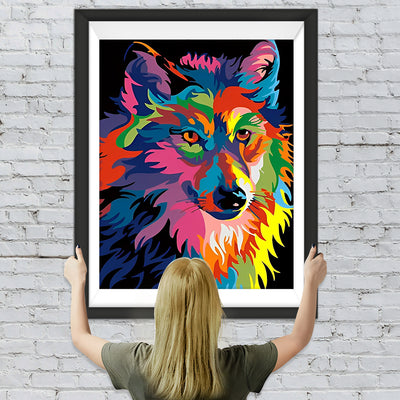 Farbiger Wolf Diamond Painting