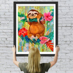 Faultier an einem blühenden Baum Diamond Painting