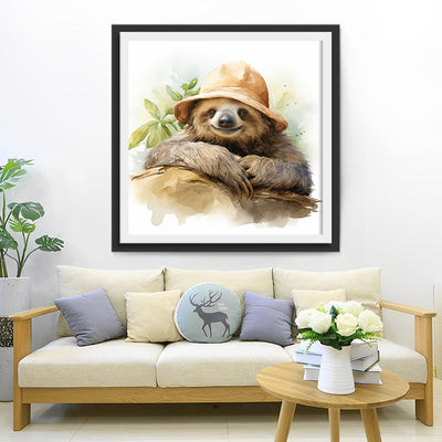 Faultier mit Hut Diamond Painting