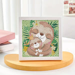 Faultier Mutter und Kind Mini-Kristallpünktchen Diamond Painting