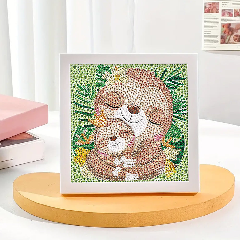 Faultier Mutter und Kind Mini-Kristallpünktchen Diamond Painting