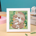 Faultier Mutter und Kind Mini-Kristallpünktchen Diamond Painting