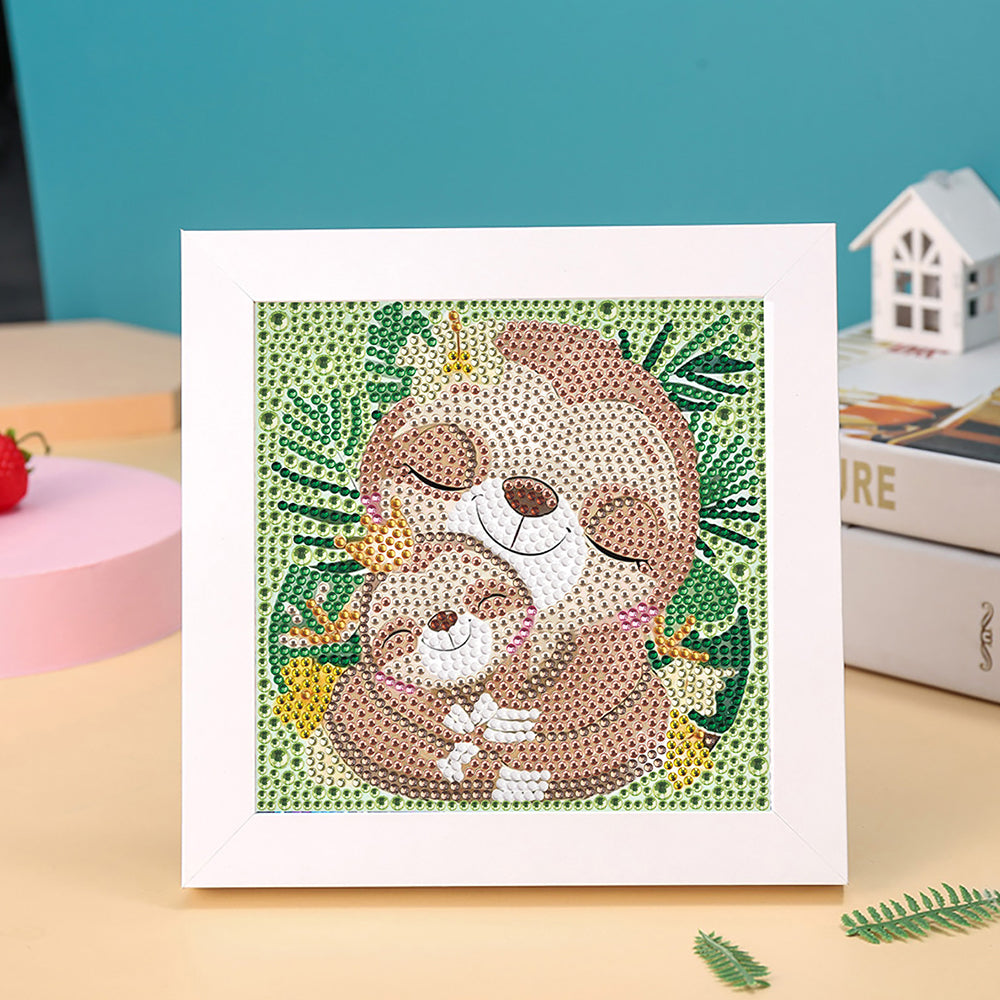 Faultier Mutter und Kind Mini-Kristallpünktchen Diamond Painting