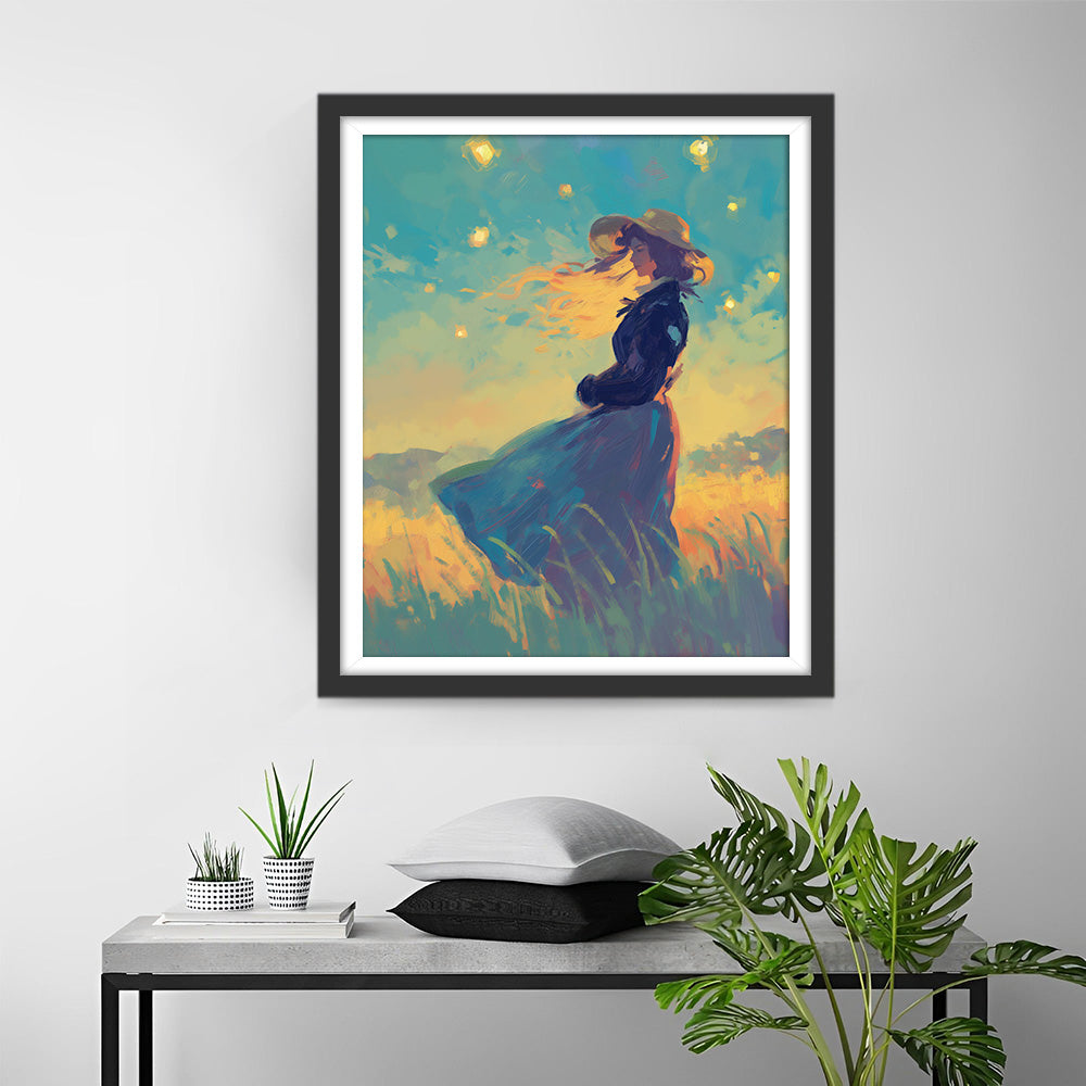 Feldmädchen in der Sommernacht Diamond Painting