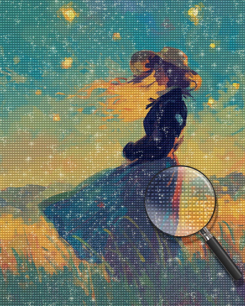 Feldmädchen in der Sommernacht Diamond Painting