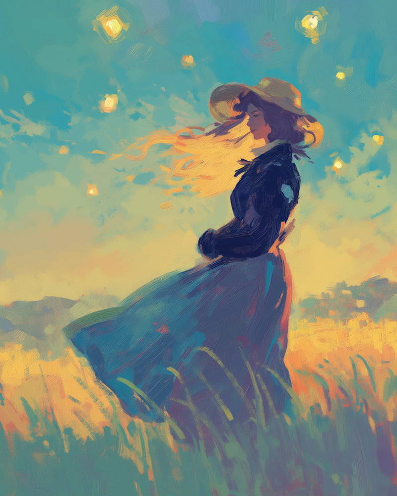 Feldmädchen in der Sommernacht Diamond Painting