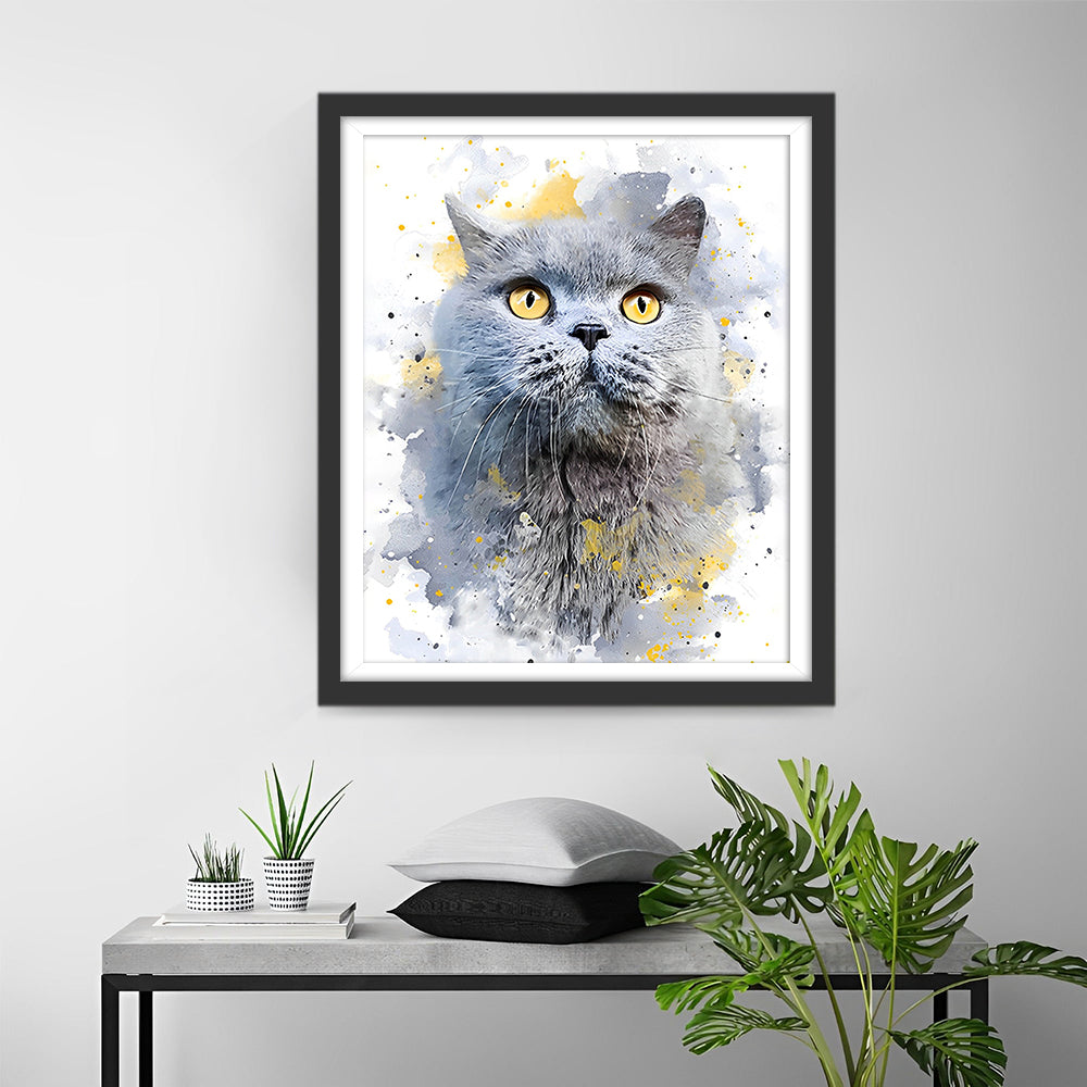 Fette graue Katze Diamond Painting