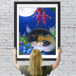 Fette Katze und Blumen Diamond Painting