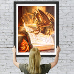 Feuerdrache liest ein Buch Diamond Painting