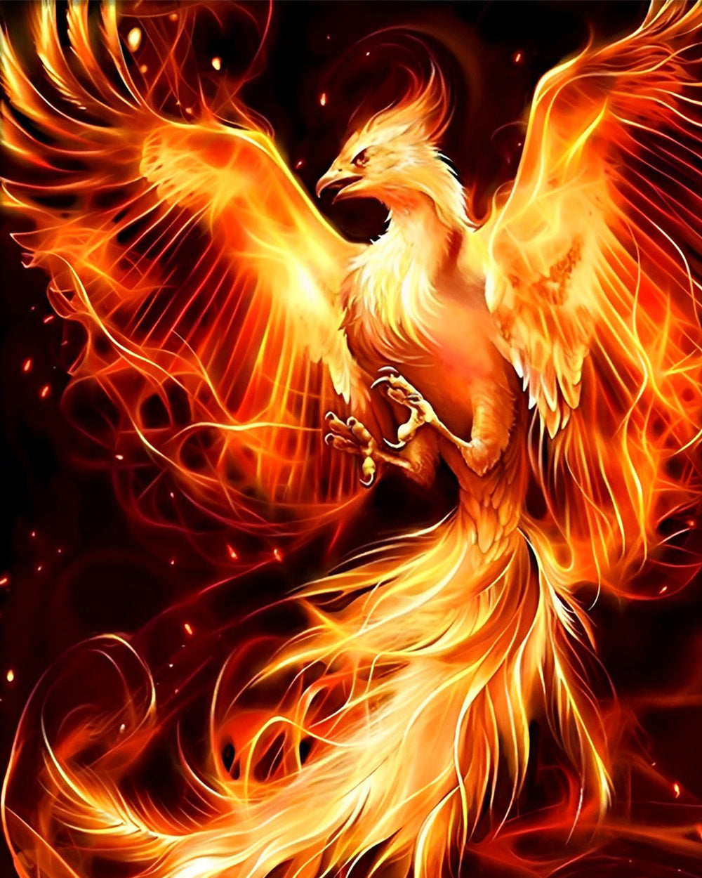 Feuerphönix im Dunkeln Diamond Painting