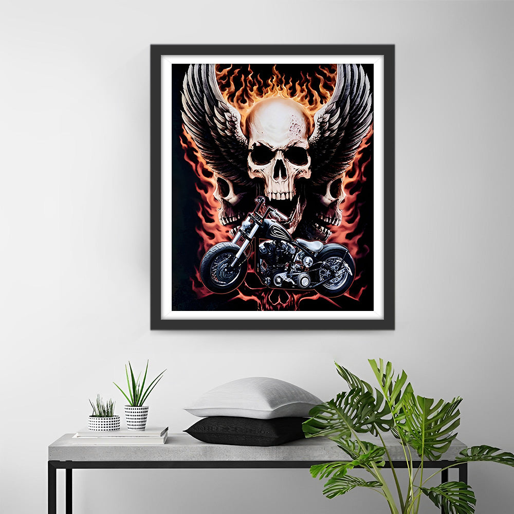 Feuerschädel Motorrad Diamond Painting
