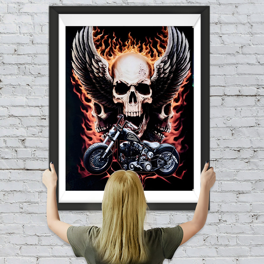Feuerschädel Motorrad Diamond Painting