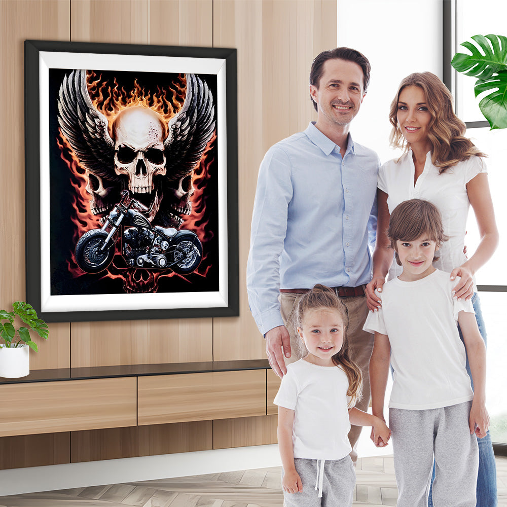 Feuerschädel Motorrad Diamond Painting
