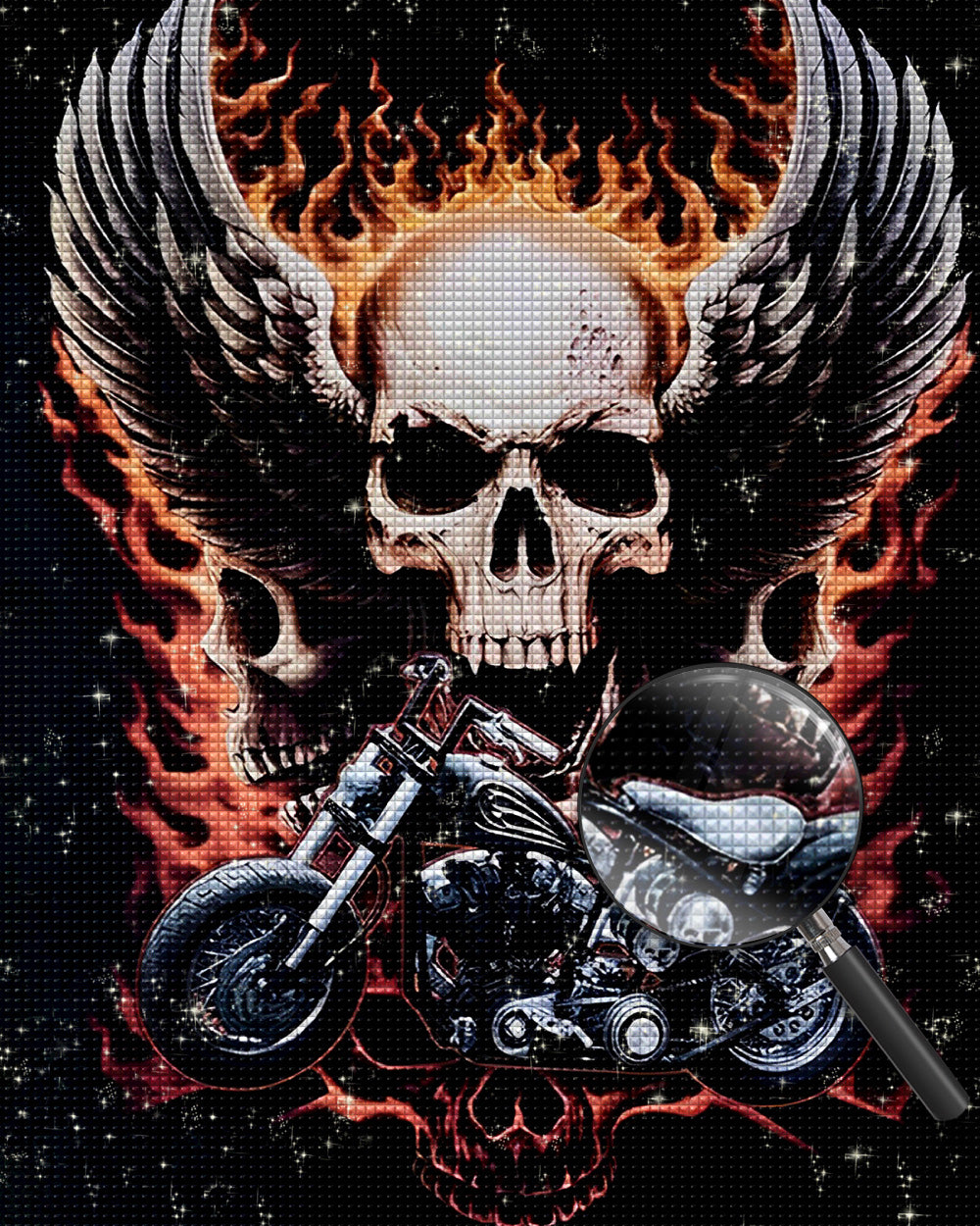 Feuerschädel Motorrad Diamond Painting