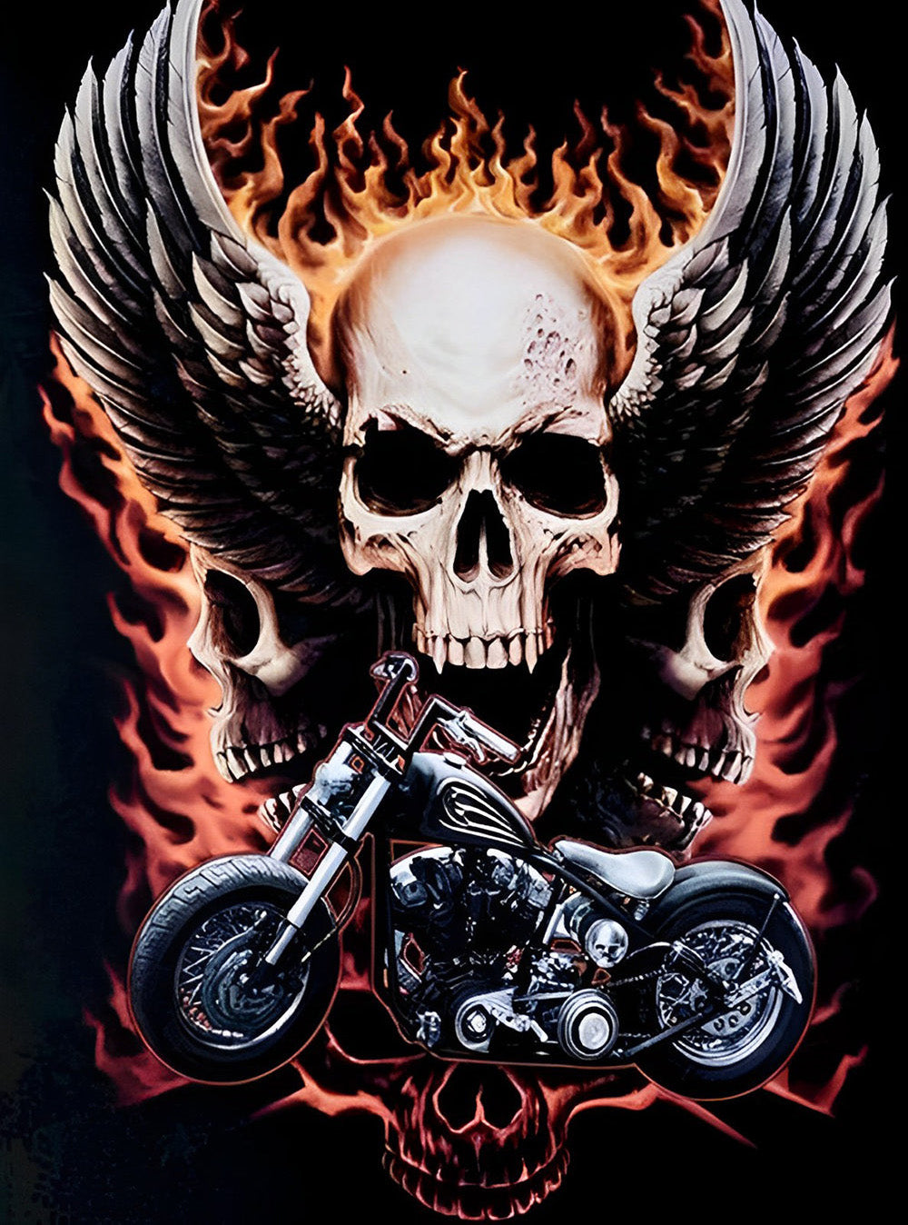 Feuerschädel Motorrad Diamond Painting