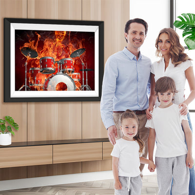 Feuerskelett und Schlagzeug Diamond Painting