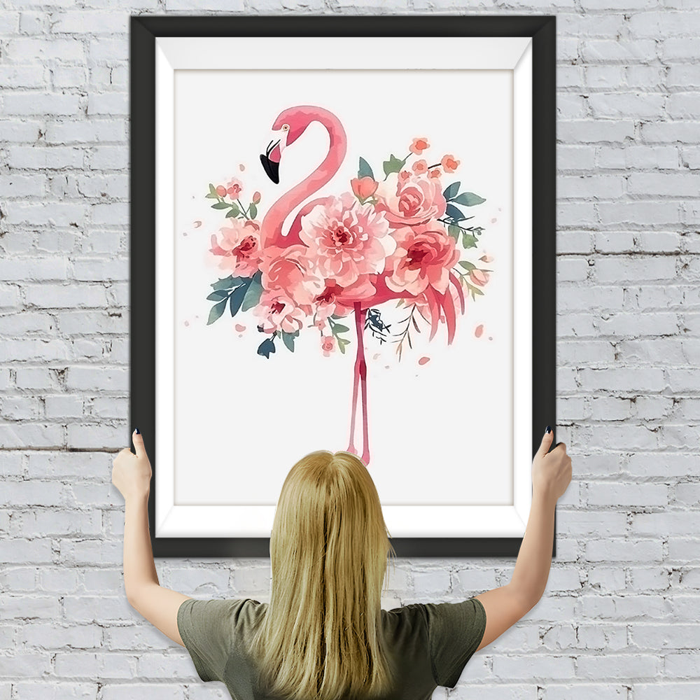 Flamingo mit Blumen Diamond Painting