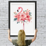 Flamingo mit Blumen Diamond Painting