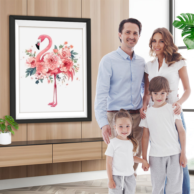 Flamingo mit Blumen Diamond Painting