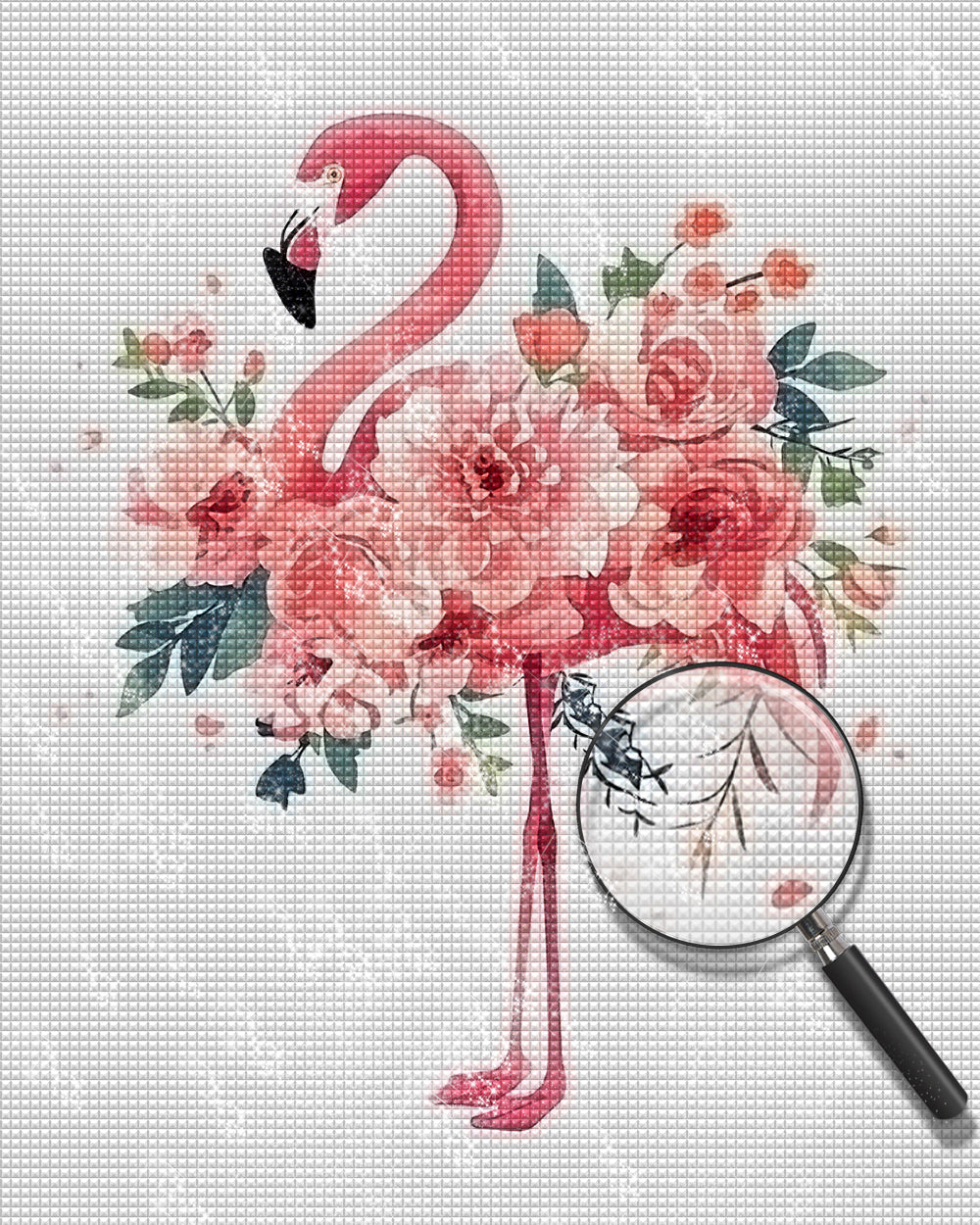 Flamingo mit Blumen Diamond Painting