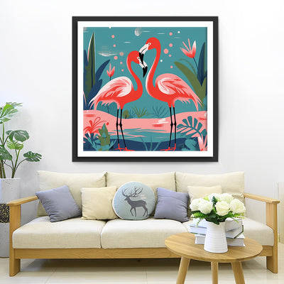 Flamingo-Paar im Frühling Diamond Painting