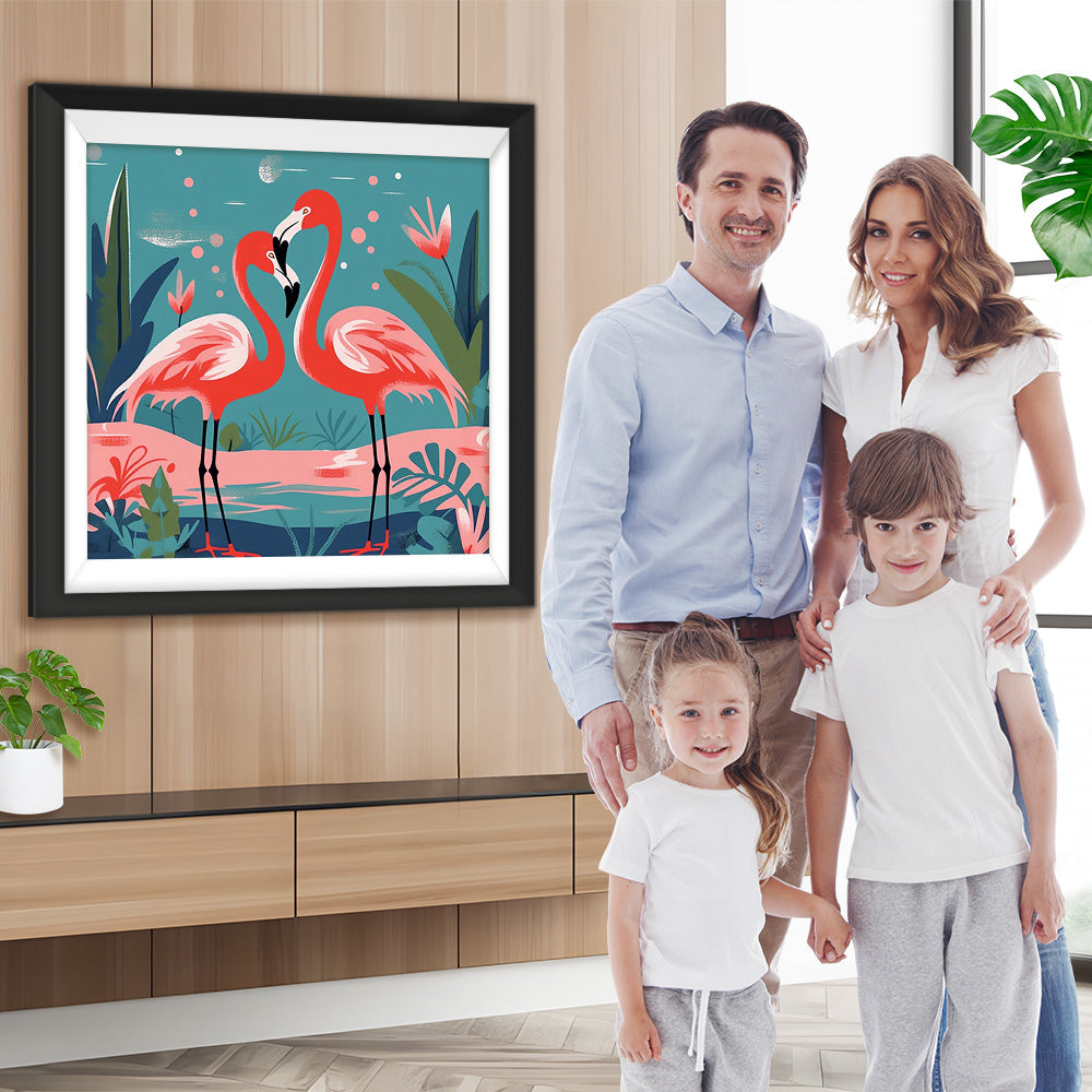 Flamingo-Paar im Frühling Diamond Painting