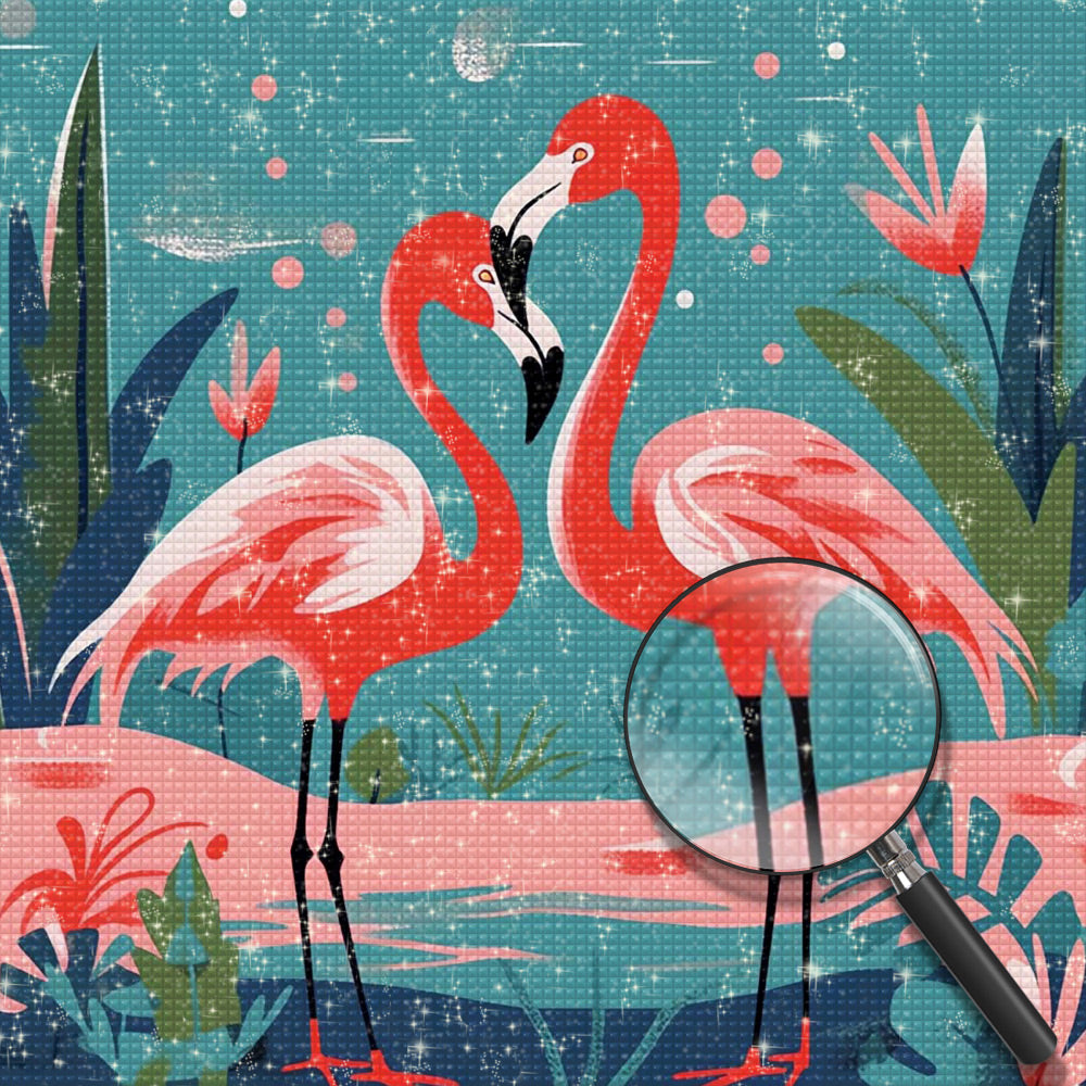 Flamingo-Paar im Frühling Diamond Painting