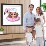 Flamingo und Mädchen Diamond Painting