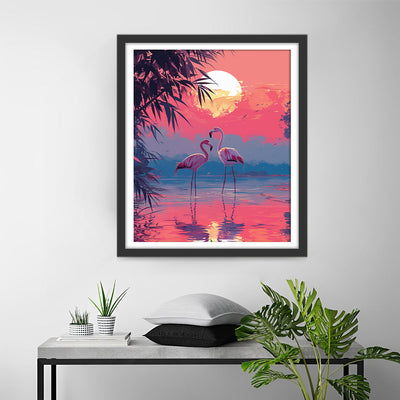 Flamingos bei Sonnenuntergang Diamond Painting