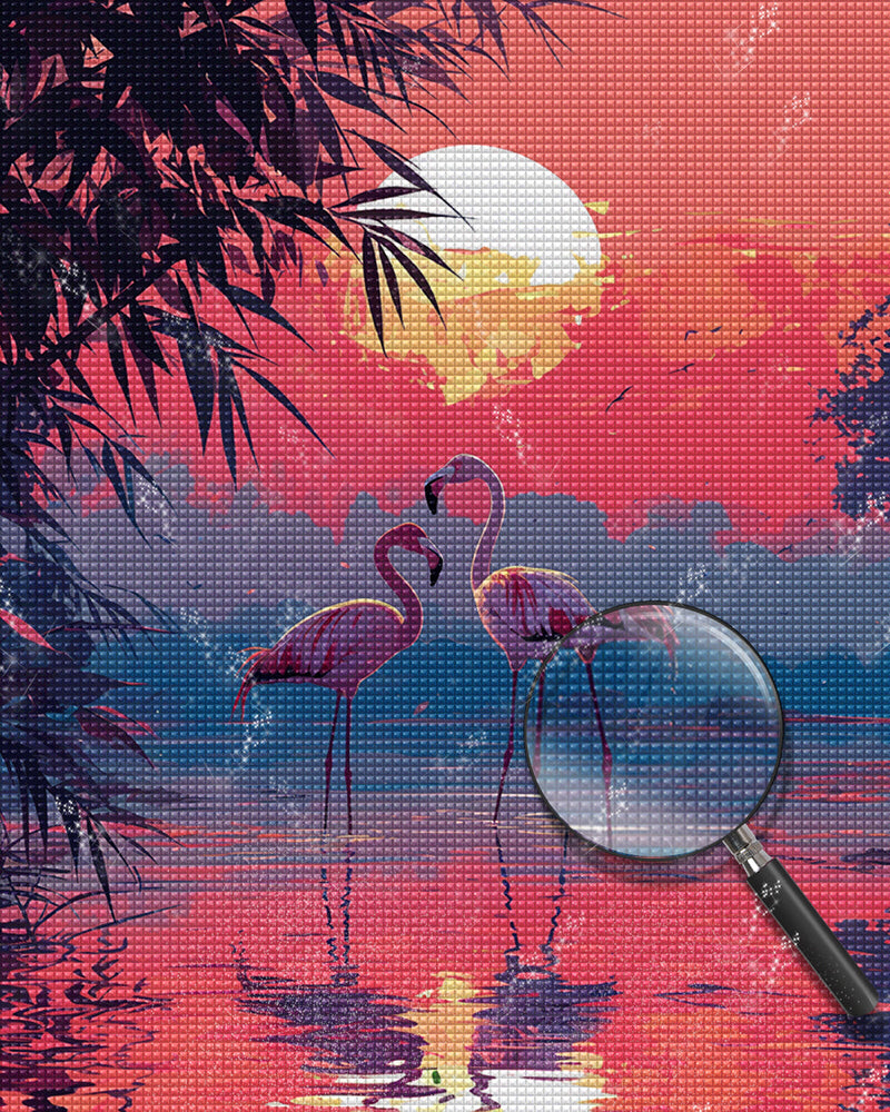 Flamingos bei Sonnenuntergang Diamond Painting