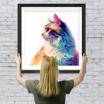 Flauschige bunte Katze Diamond Painting
