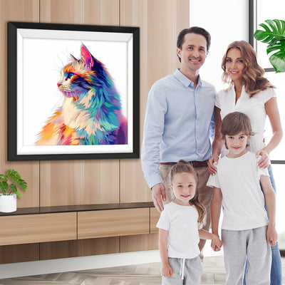 Flauschige bunte Katze Diamond Painting