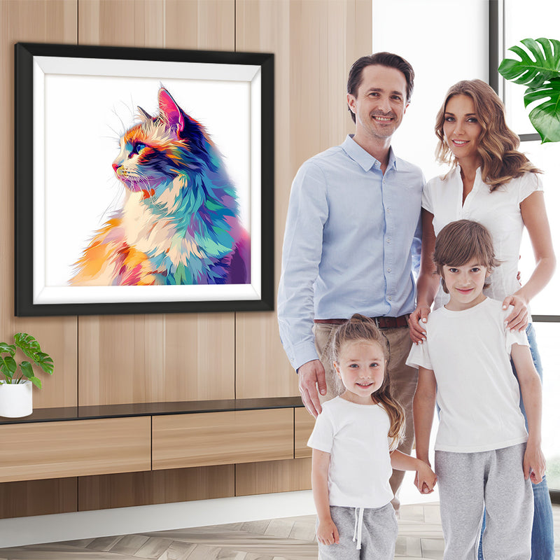 Flauschige bunte Katze Diamond Painting