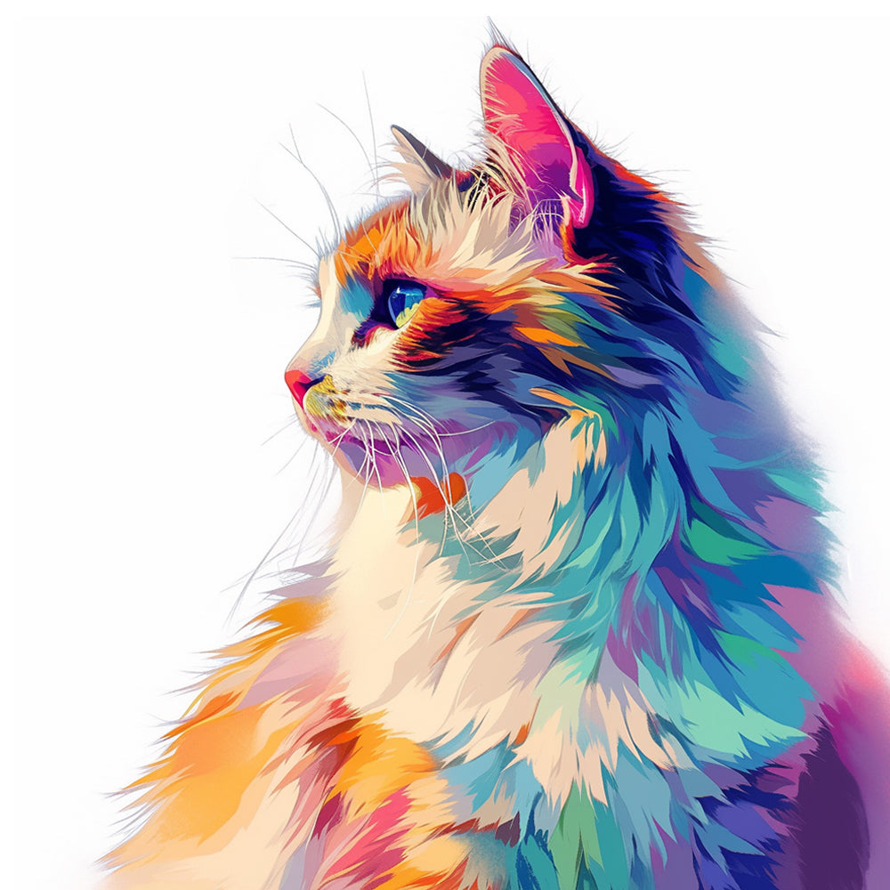 Flauschige bunte Katze Diamond Painting