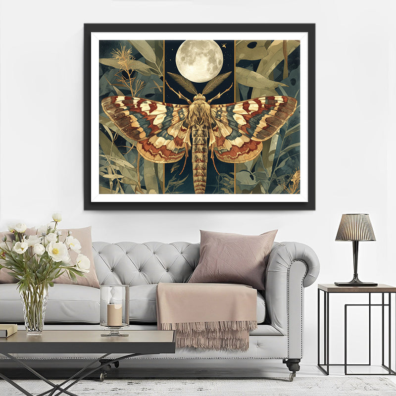 Fliegende Motte und Vollmond Diamond Painting