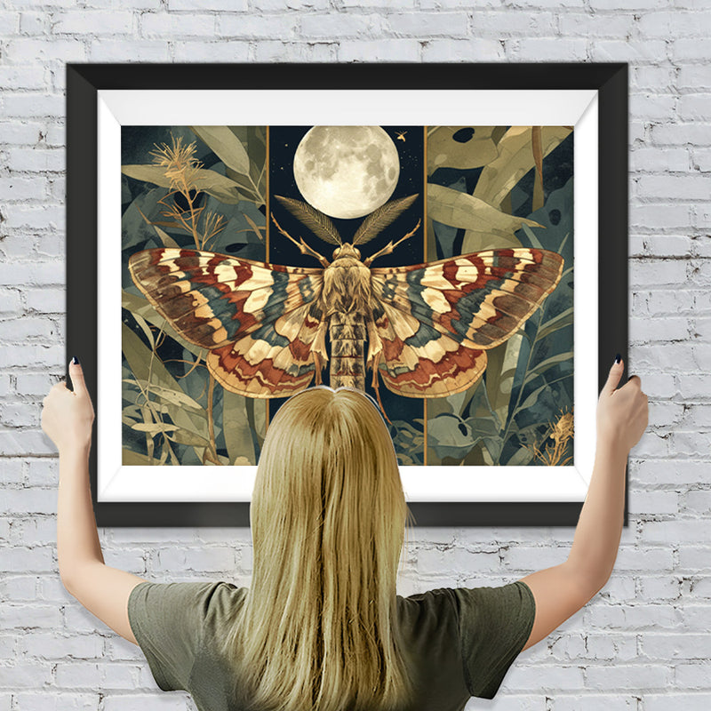Fliegende Motte und Vollmond Diamond Painting