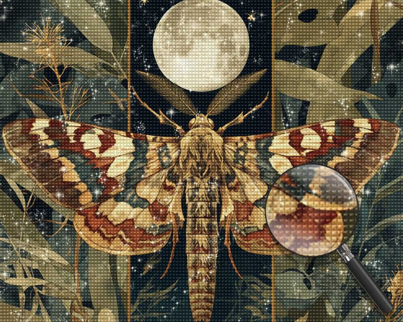 Fliegende Motte und Vollmond Diamond Painting