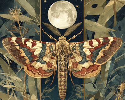 Fliegende Motte und Vollmond Diamond Painting