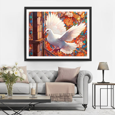 Fliegende Taube und Blumenbaum Diamond Painting