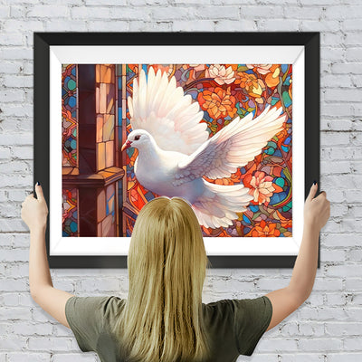 Fliegende Taube und Blumenbaum Diamond Painting