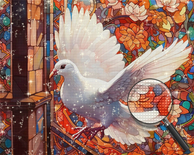 Fliegende Taube und Blumenbaum Diamond Painting