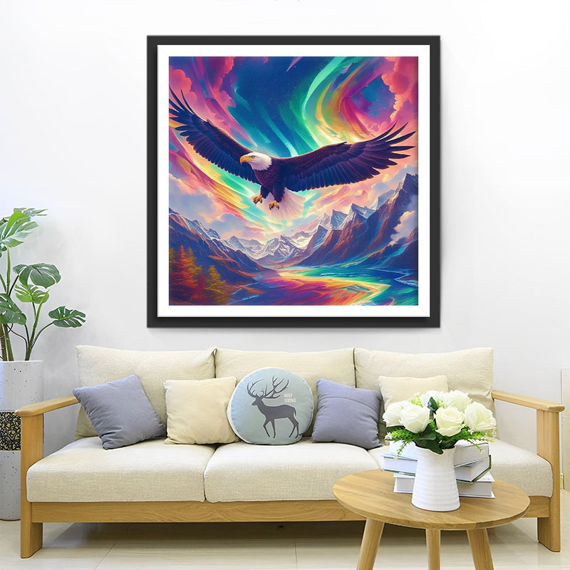 Fliegender Adler und Bunter Himmel Diamond Painting