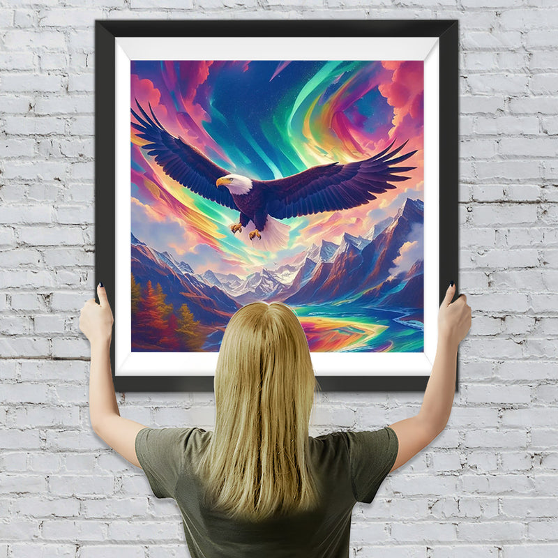 Fliegender Adler und Bunter Himmel Diamond Painting