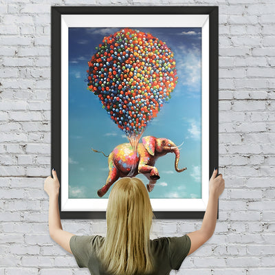 Fliegender Elefant mit bunten Ballons Diamond Painting