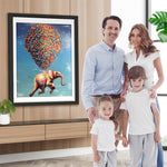 Fliegender Elefant mit bunten Ballons Diamond Painting