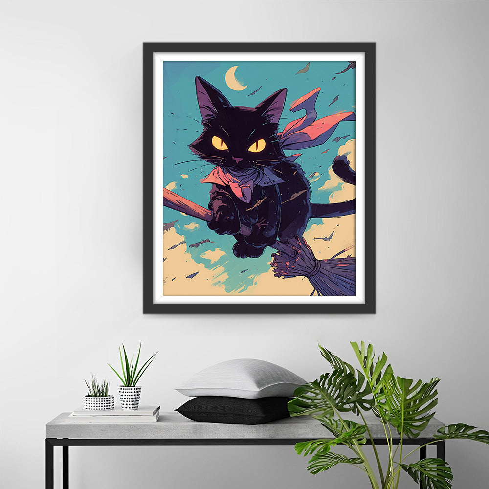 Fliegender Zauberer Katze Diamond Painting
