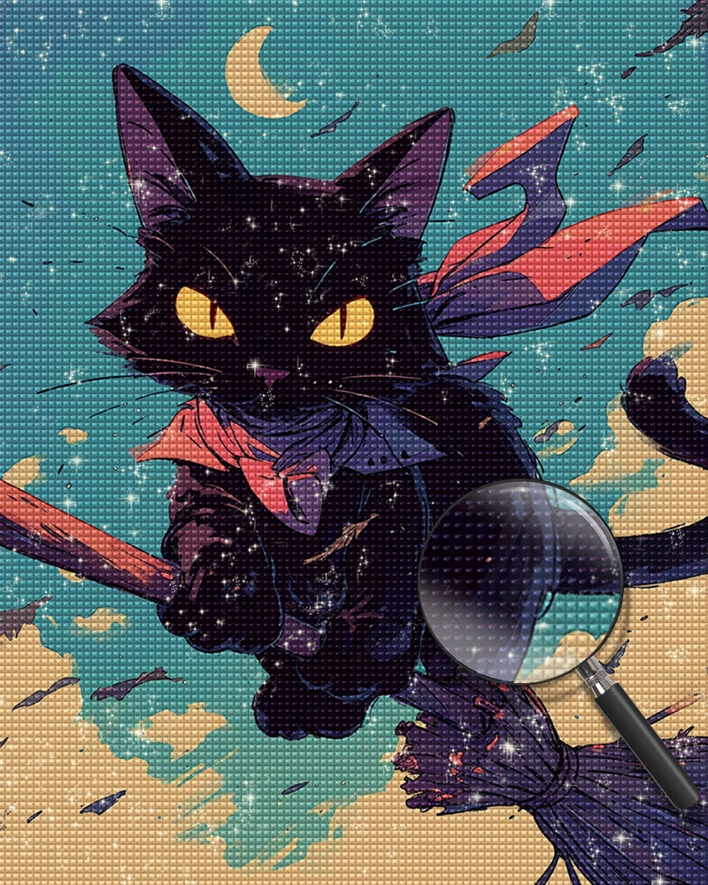 Fliegender Zauberer Katze Diamond Painting